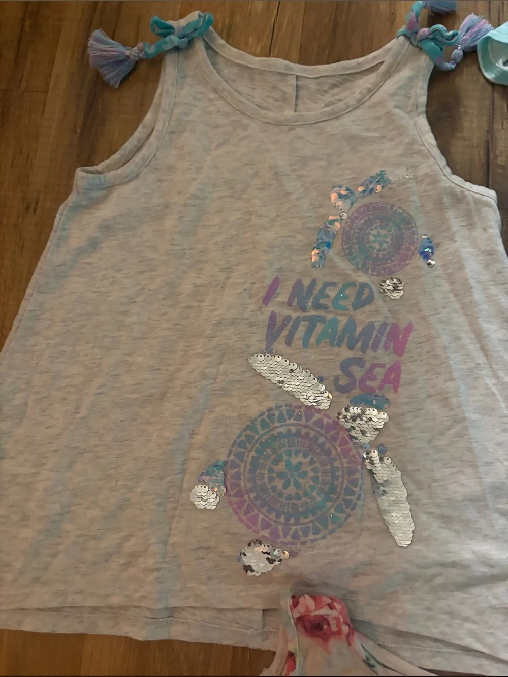 Justice Girls' Light Blue Cold-Shoulder Top with Pastel Tie-Dye & Floral Tees